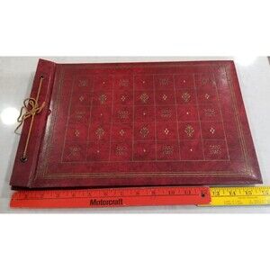 Vintage photo album scrapbook gold embossed faux leather 50s